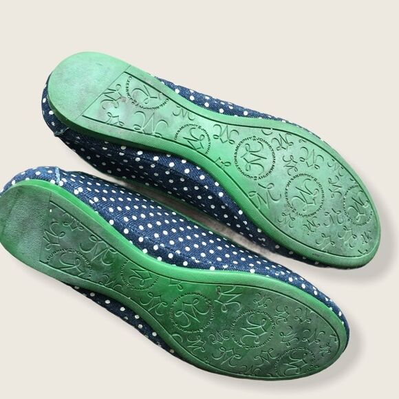 JOHNSTON & MURPHY Polka Dot Ballet Flat Shoes Polka Dots Blue White 9.5 - Picture 4 of 6